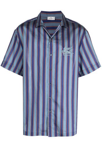 ETRO logo-embroidered striped shirt - Blau
