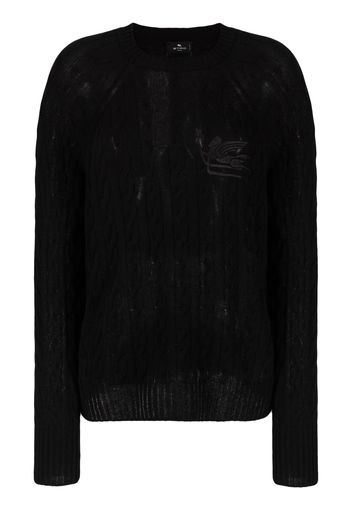 ETRO logo-embroidered cable-knit jumper - Schwarz