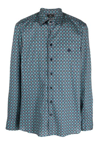 ETRO graphic-print stretch-cotton shirt - Blau