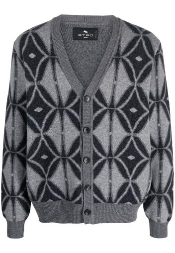 ETRO patterned-jacquard knit wool cardigan - Grau