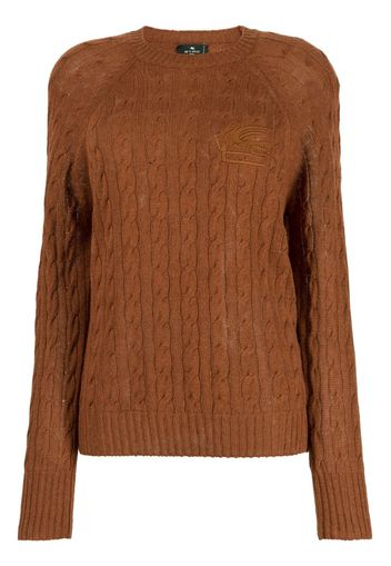 ETRO logo-embroidered cable-knit jumper - Braun