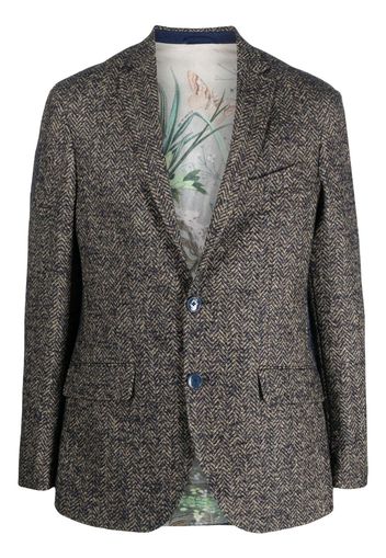 ETRO single-breasted herringbone blazer - Blau