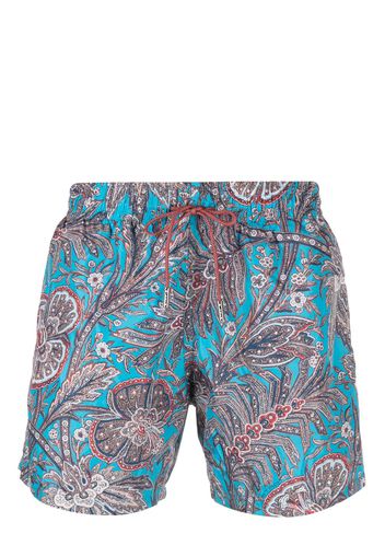 ETRO floral-print drawstring swim shorts - Blau