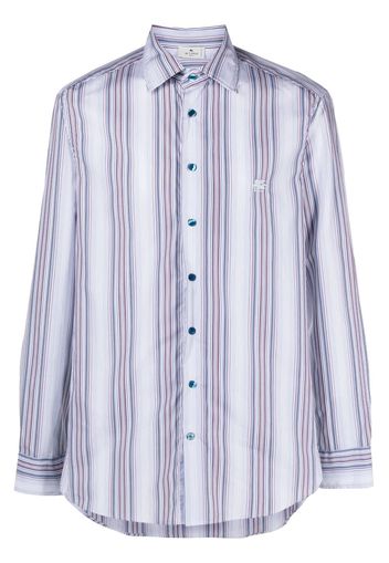 ETRO logo-embroidered striped shirt - Blau