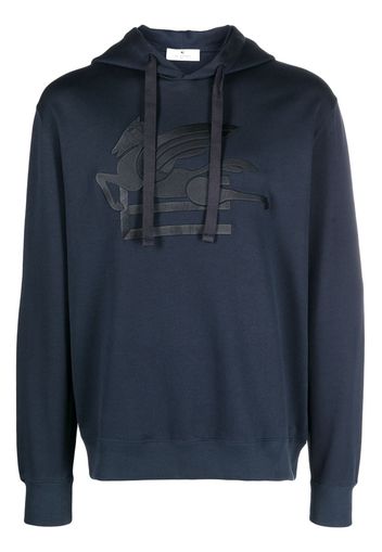 ETRO logo-embroidered cotton hoodie - Blau