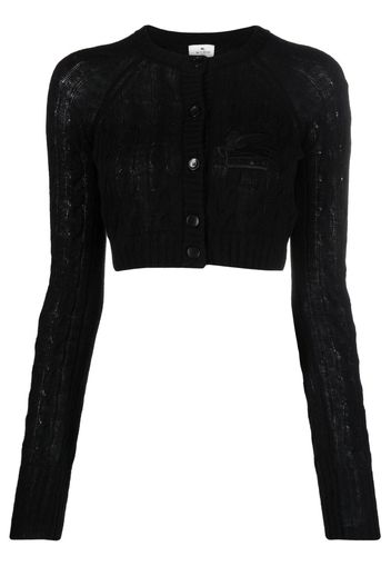 ETRO logo-embroidered buttoned cropped cardigan - Schwarz