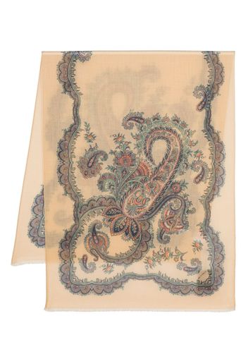 ETRO graphic-print frayed cashmere scarf - Nude