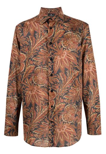 ETRO floral-print cotton shirt - Schwarz
