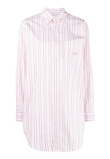 ETRO Pegaso-embroidered striped cotton shirt - Weiß