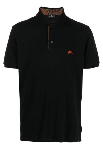 ETRO logo-embroidered cotton polo shirt - Schwarz