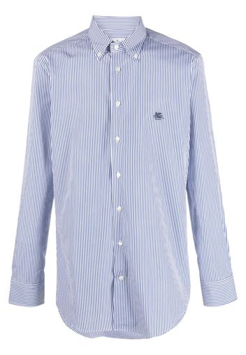 ETRO Pegaso-motif striped cotton shirt - Blau