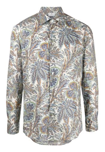 ETRO leaf-print cotton shirt - Weiß