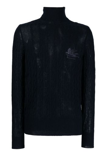 ETRO roll-neck cashmere cable-knit jumper - Blau