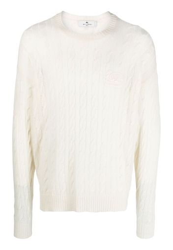 ETRO Pegaso-motif cable-knit jumper - Weiß