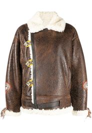 ETRO Gina embroidered shearling jacket - 0100 - Brown