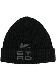 ETRO logo-embroidered ribbed-knit beanie - Schwarz