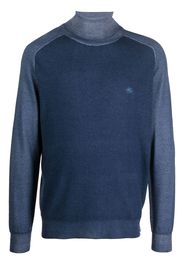 ETRO embroidered-logo roll neck sweater - Blau