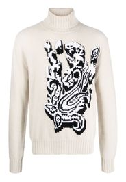 ETRO pixelated-graphic jacquard wool roll-neck - Nude