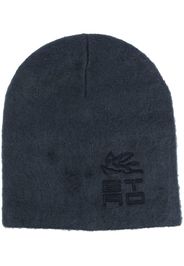 ETRO logo-embroidered brushed knitted hat - Blau