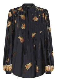 ETRO Seidenbluse mit Vogel-Print - Schwarz