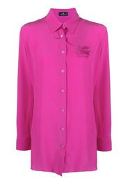 ETRO Pegaso-appliqué silk shirt - Rosa