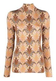 ETRO ETRO TURTLE NECK TOP LS ORNAGE PRINT - Braun