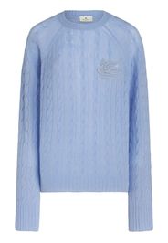 ETRO embroidered-logo cable-knit cashmere jumper - Blau