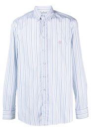 ETRO logo-embroidered striped cotton shirt - Blau