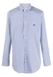 ETRO Pegaso-motif striped cotton shirt - Blau