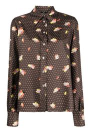 ETRO polka-dot floral-print silk shirt - Braun