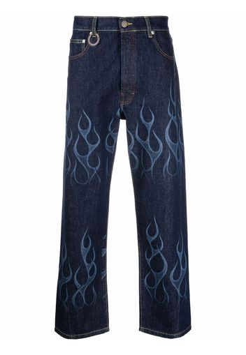 Etudes Gerade Jeans mit Flammen-Print - Blau