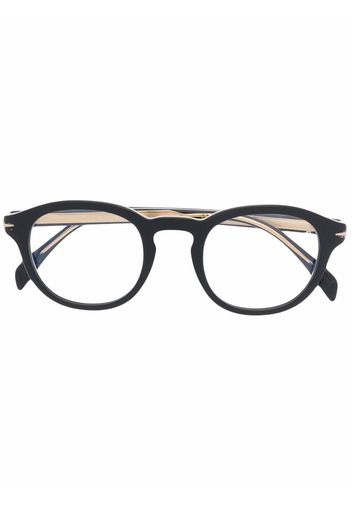 Eyewear by David Beckham Runde Brille mit Glanzoptik - Schwarz