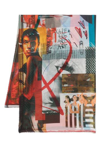 Faliero Sarti Faliero Art patchwork print scarf - Rot