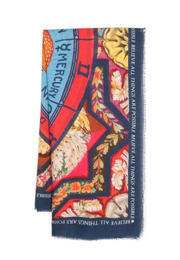 Faliero Sarti zodiac map-print modal-blend scarf - Blau