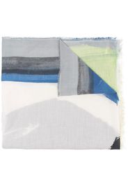 Faliero Sarti abstract-print frayed-edge scarf - Nude