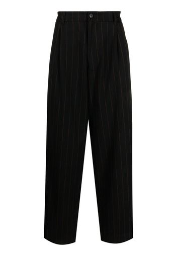 Family First pleated pinstripe drop-crotch trousers - Schwarz