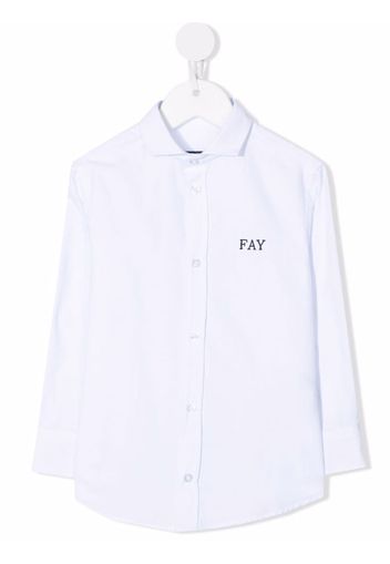 Fay Kids embroidered-logo long-sleeved shirt - Weiß