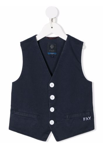 Fay Kids embroidered logo waistcoat - Blau