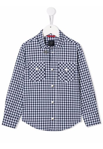 Fay Kids gingham check print shirt - Blau