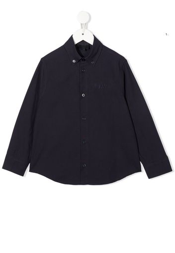 Fay Kids embroidered logo button-collar shirt - Blau