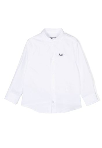 Fay Kids long sleeve logo print shirt - Weiß