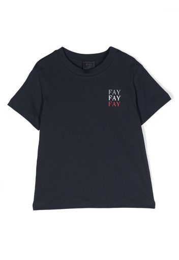 Fay Kids logo-print cotton T-shirt - Blau