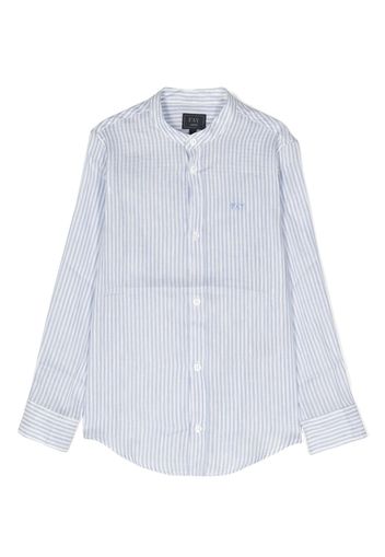 Fay Kids striped collarless shirt - Blau