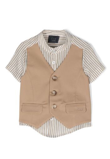 Fay Kids layered-design stripe-pattern shirt - Nude