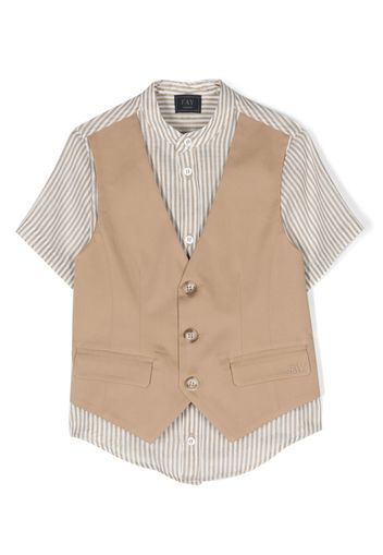 Fay Kids layered-design stripe-pattern shirt - Nude