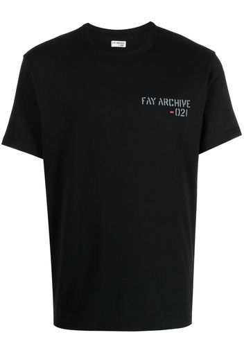 Fay logo-print cotton T-shirt - Schwarz