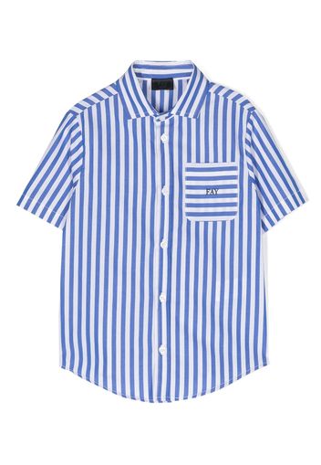 Fay Kids stripe-print short-sleeve shirt - Blau