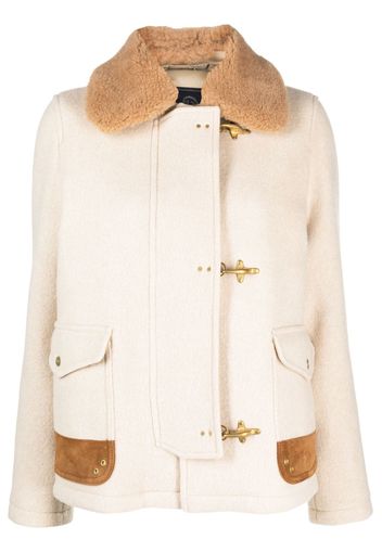 Fay faux-fur collar virgin-wool jacket - Nude