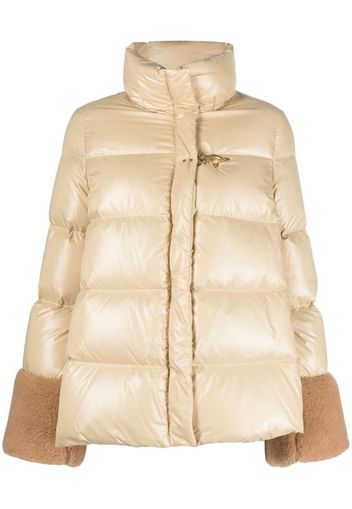 Fay contrast-cuffs quilted jacket - Nude