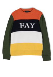 Fay Kids embroidered-logo colour-block jumper - Nude